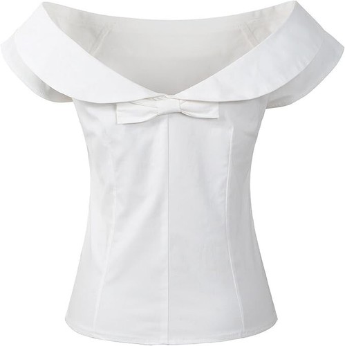 Top de mujer vintage retro Cordelia fuera del hombro Pinup Rockabilly años 50 - Imagen 2 de 2