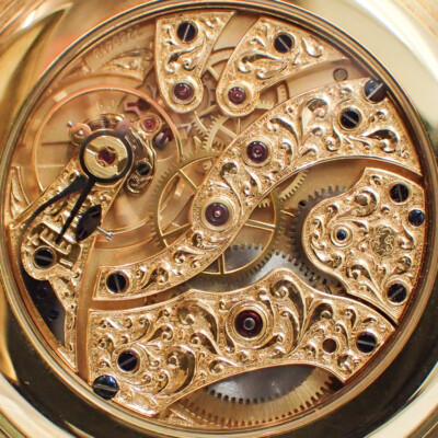 IWC SAVONETTE 18K GOLD TASCHENUHR FLORAL VERZIERT 129g 55mm