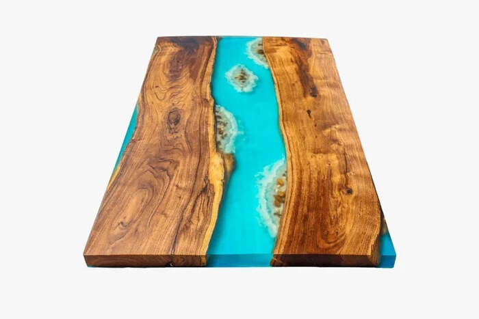 Blue River With Waves Look Epoxy Resin Dining Table Coffee Table End Table Tops