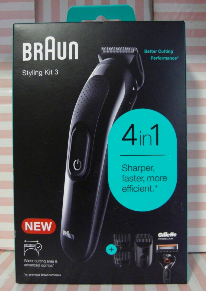 BRAUN STYLING KIT 3 INC. GILLETTE PROGLIDE RAZOR 4 IN 1 TRIMMER & for