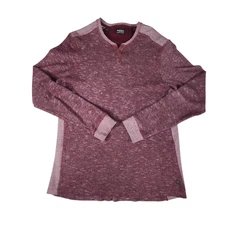 Buffalo David Bitton Shirt Mens Medum Maroon Henley Long Sleeve Tee Casual