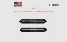 2PC 3/8"Shank 2-1/2"Overall Length 4F 90° Carbide Chamfer Mill-Double End-TiALN