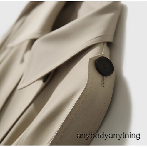 Womens Large Lapel Collar Double Breasted Jacket Belted Trench Coat Women - Imagen 21 de 28