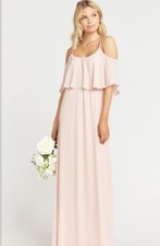 Show Me Your Mumu Small "Caitlin" Ruffle Maxi Bridesmaids Dress Dusty Blush Pink
