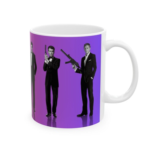 James Bond 007 Ceramic Mug, Retro Coffee Cup, 11oz, All the Bonds - Picture 4 of 9