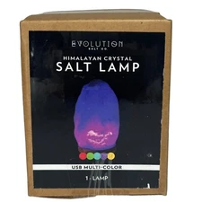 NEW Evolution Salt Co. Himalayan Natural Crystal Salt Lamp USB Multi-Color Light