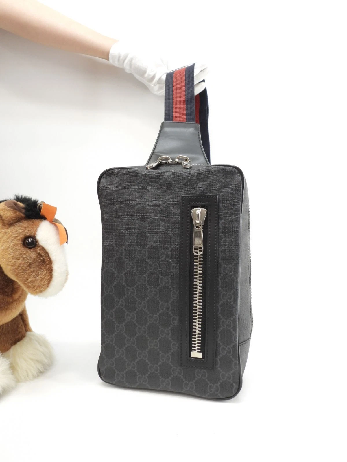Gucci BodyBag Sangle Old GG Supreme Noir Ceinture Sac Bandoulière Sac Bandoulière Homme