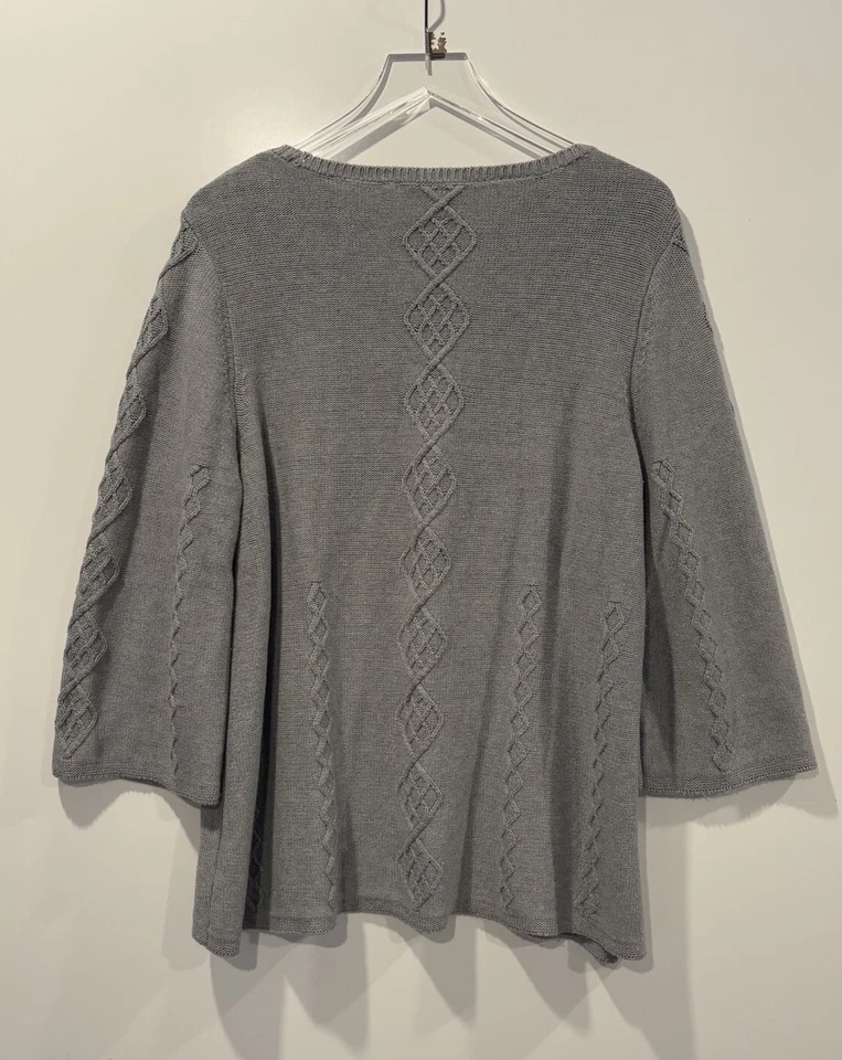 Suéter Soft Surroundings para mujer gris seda mezcla cachemir talla 1X (E) Foto 2 de 4