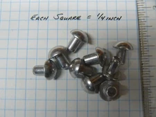 25 Solid Aluminum 1/4 X 3/8 SCA armor rivets LARP ROUND cold head model tank