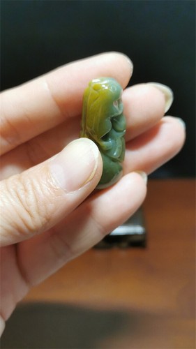 Certified Natural Hand-carved Hetian Jade Pendant Jadeite Necklace Mice Ruyi A51 - Picture 2 of 12
