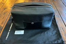 Genuine Porsche Design Voyager 2.0 Washbag Toiletry bag Black leather MSRP $345
