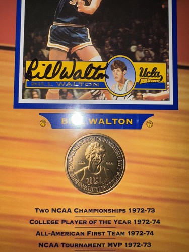 UCLA Signed John Wooden + Bill Walton Autographed Collectible w/ Coins & COA #3 - Picture 5 of 10
