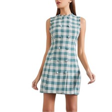 Double breasted plaid mini dress Forever 21 Size Small Exposed Zipper Mini Retro