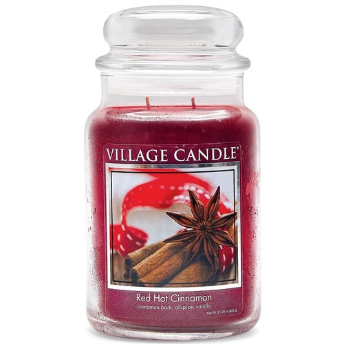 Village Candle Red Hot Cinnamon Large Glass Apothecary Jar Scented Candle 21