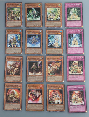 Yugioh Charmer 16 Karten Konvolut (Feuer, Wind, Erde, Wasser); meist 1. Auflage
