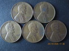 1944 LINCOLN WHEAT PENNY - SET of 5 COINS