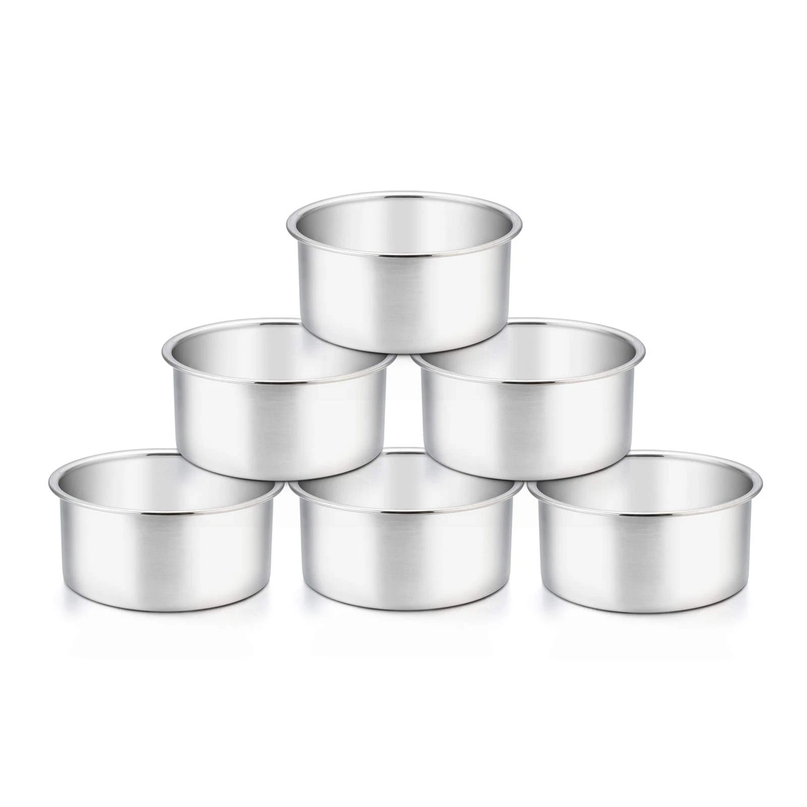 "4 Inch Cake Pan Set of 6, Stainless Steel Round Baking Pans"