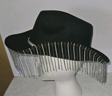 Western Cowboy Cowgirl Hat Bling Rhinestone Fringe Hats Costume Halloween Props