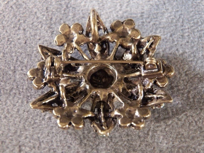 "Collar Hecho a Mano 16"" con Broche Colgante Flor Estrás Verde Rojo Rosa 2" Foto 3 de 4