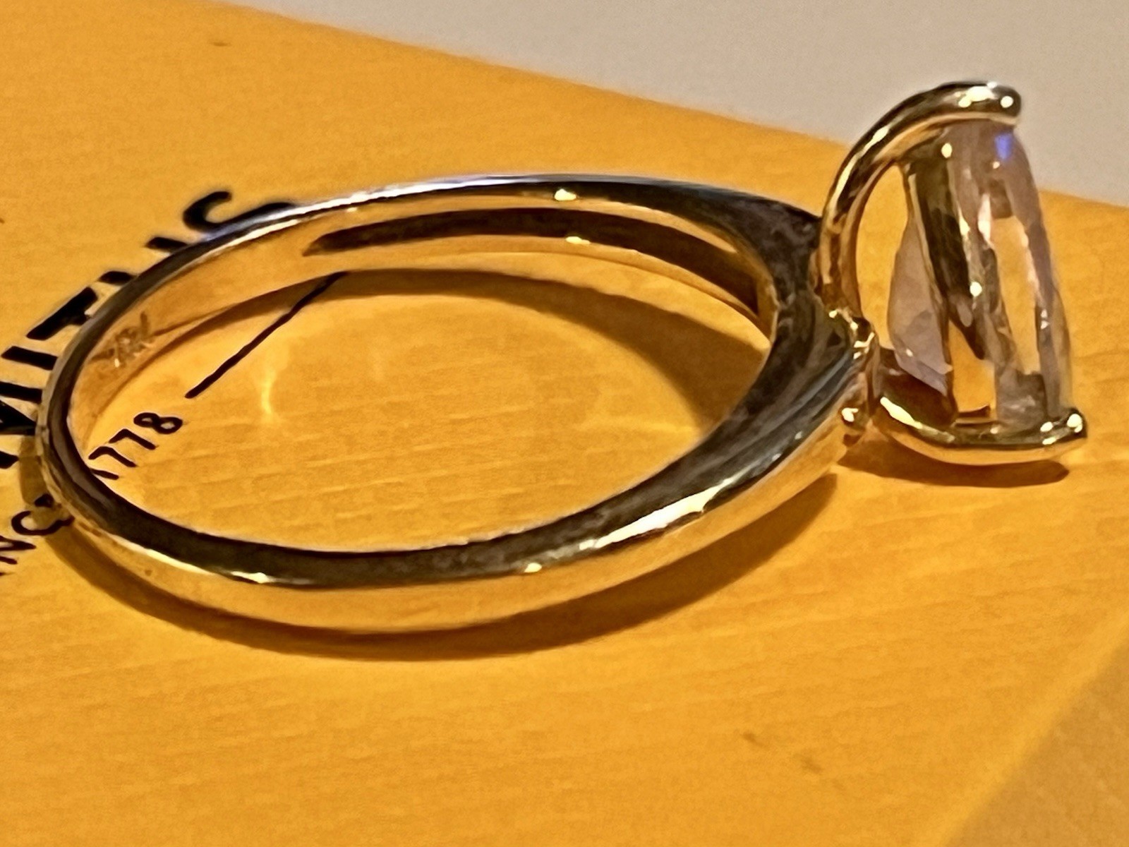 Pear Moonstone Solitaire Ring in solid 14k yellow… - image 2