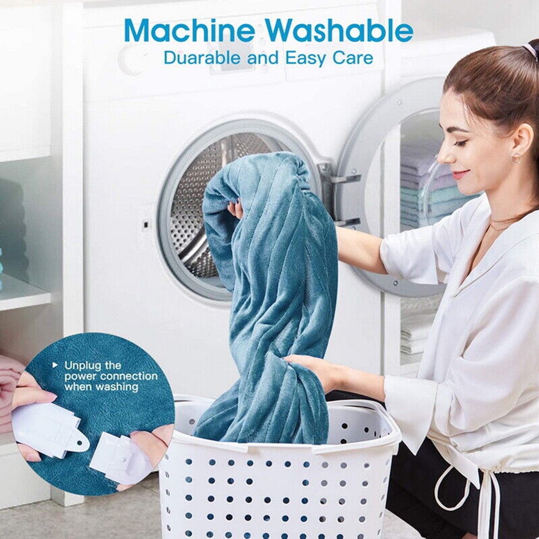 Homech Electric Heated Plush Throw Blanket 50 x 60'' w/ Remote 10 heat settings