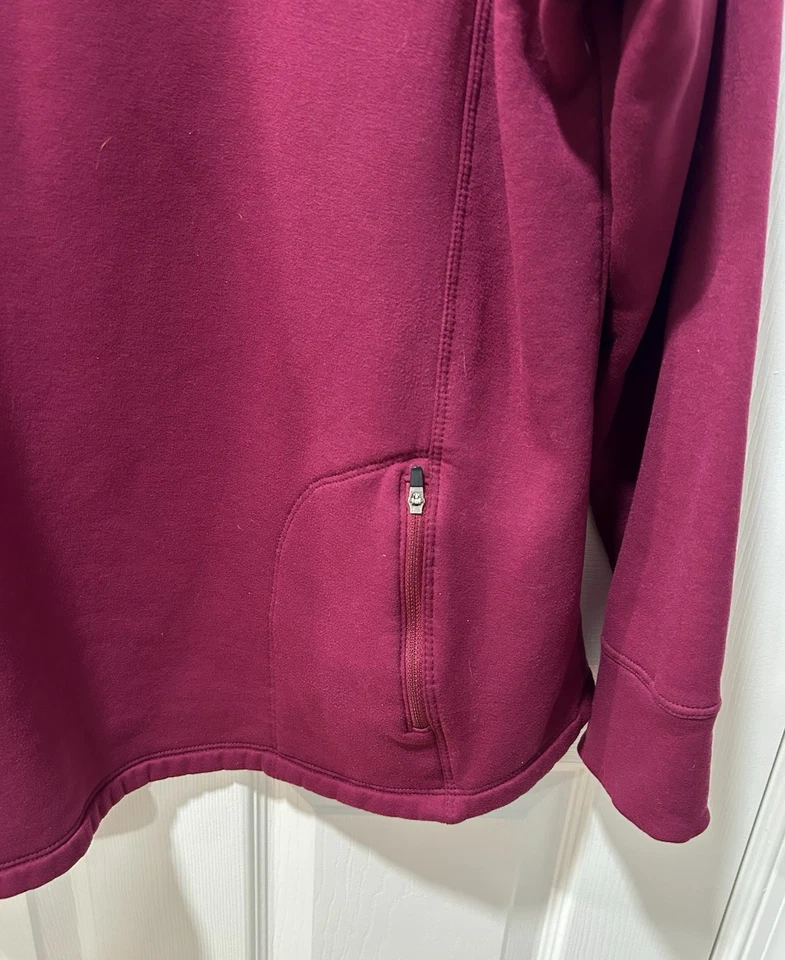 Sudadera polar REI para mujer media cremallera borgoña XXL bolsillo trasero agujeros para el pulgar Foto 3 de 4