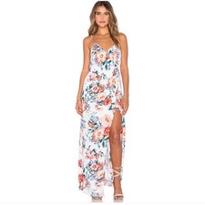 MINKPINK White Little Blooms Floral Semi Wrap Maxi Dress- Size XS- Cottagecore