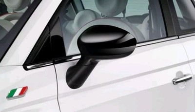 Fiat 500 Grande Punto Gloss Black Both Mirror Caps Covers New Genuine 71807486