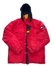 Vintage 90s Tommy Hilfiger Winter Jacket Coat Chore Full Zip Hooded Sz Medium