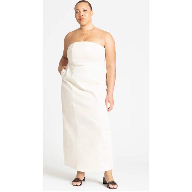 Eloquii Denim Column Midi Dress size 22 in Ecru