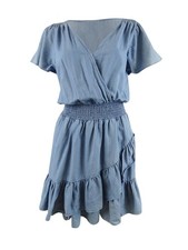 MICHAEL Michael Kors Women's Petites Tiered Faux-Wrap Dress (PS, Cadet Wash)