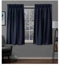 Exclusive Home Woven Blackout Back Tab Window Curtain Panel Pair, 30"x63",