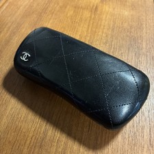 Chanel Quilted Logo Leather Sunglasses Glasses Black Case Only CC Clamshell