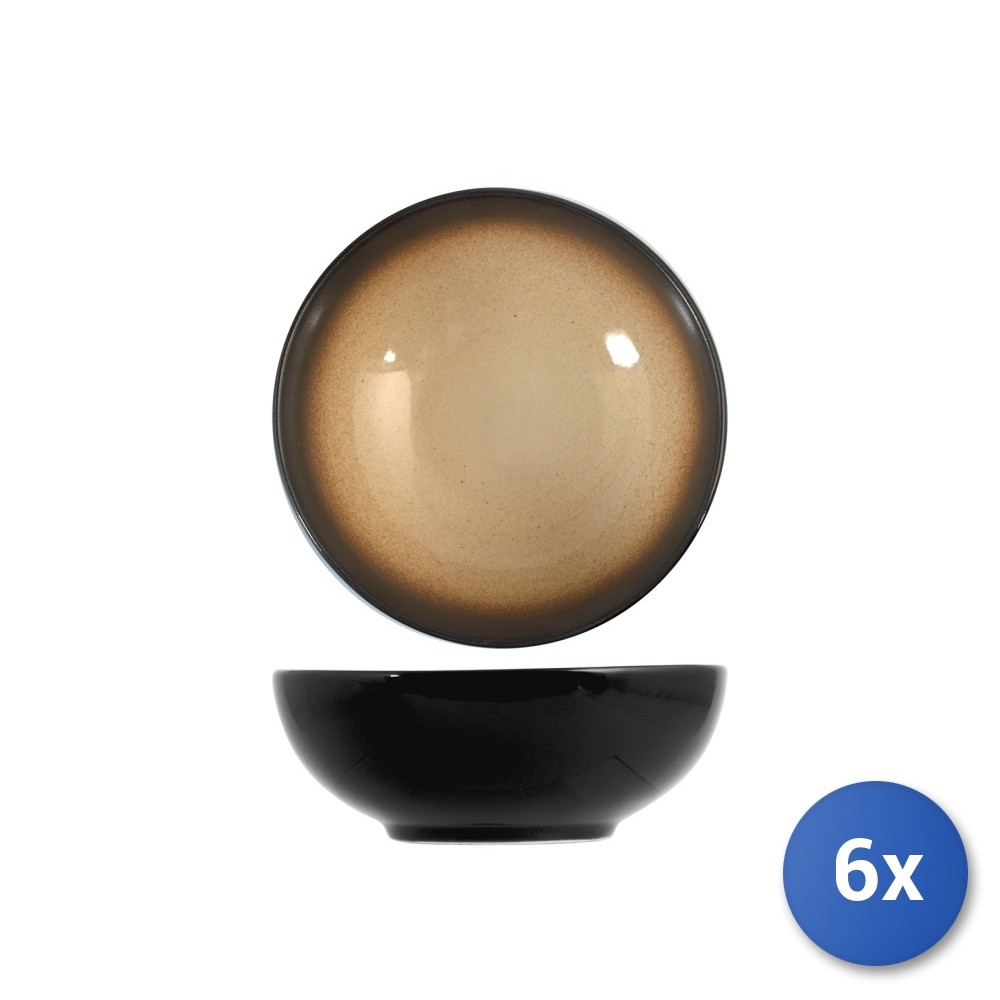 6X H&H Sahara Stoneware Deep Plate, Ø 16.5Cm Brown