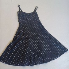 Old Navy Polka Dot Fit & Flare Dress XS Black White Stretch Back Retro Coquette