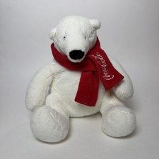Coca Cola Polar Bear Plush 7 White W/ Red Scarf Sitting Coke Teddy Stuffed 2014