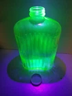 Vintage 1920s Anchor Hocking Ribbed Uranium Glass Water Bottle EXCELLENT!!!