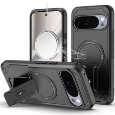 For Google Pixel 10 Pro XL Case Magnetic Circle Rugged Kickstand +Tempered Glass