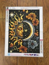 Completed Celestial Sun Moon Flowers Diamond Art Painting 12  x 15.75  
