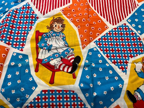Raggedy Ann Andy Bobbs Merrill Company Vintage 70s Cotton Fabric 4 yards - Picture 3 of 7