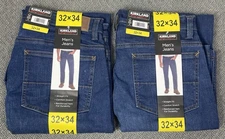 Kirkland Signature Men's 32x34 Lot of (2) Comfort Stretch Straight Fit Jeans NWT
