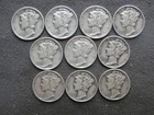 1941 Mercury Dimes Lot of 10 90% Silver  Better Than Avg Circulation 26-1481