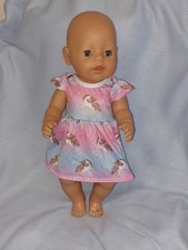 New Baby Born 43cm  Kleidung Sommer Kleid Einhorn Puppen Puppenkleidung