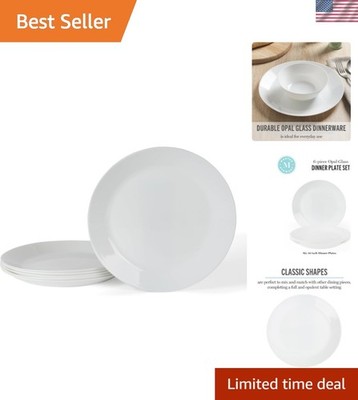 Opalton 6-Piece 10-Inch Dinner Plates   Chip and Break Resistant Opal Glass P...