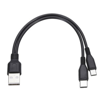 Multi USB A to Micro USB and USB Type C 2 in 1 Splitter 8 Inch, Black