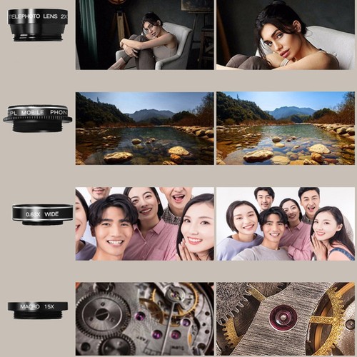 7 in 1 Cell Phone Camera Lens 198° Fish-eye Lens (Black) mobile camera lens - 第 2/12 張圖片