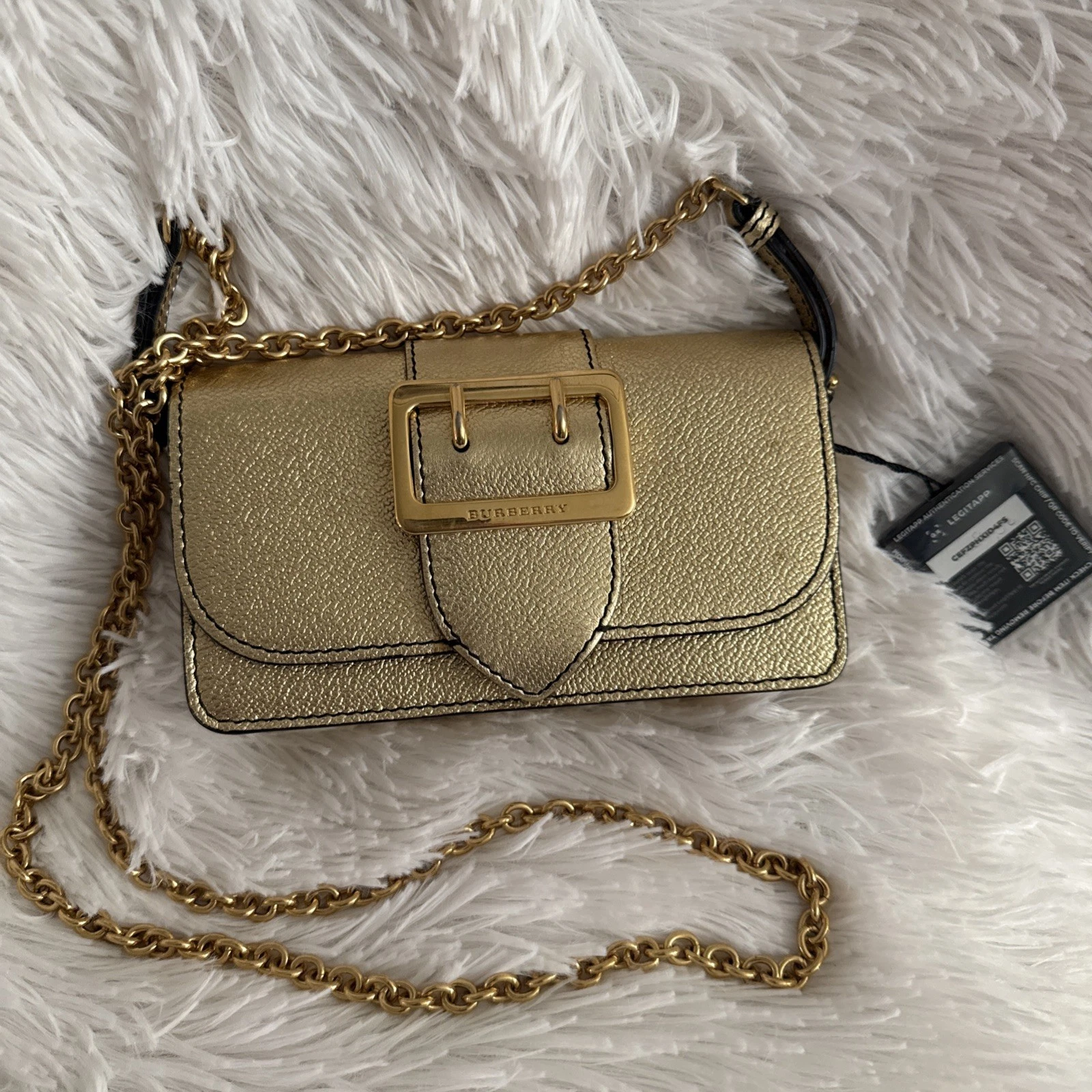 Burberry — Burberry Mini Buckle Gold Metallic Crossbody Bag