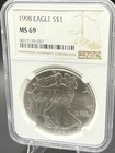 1998 $1 American Silver Eagle NGC MS69 Brown Label