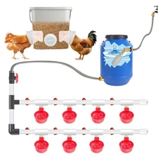 68 Accessories Complete Set Pipeline Automatic DIY Chicken Waterer Feeder Sys...