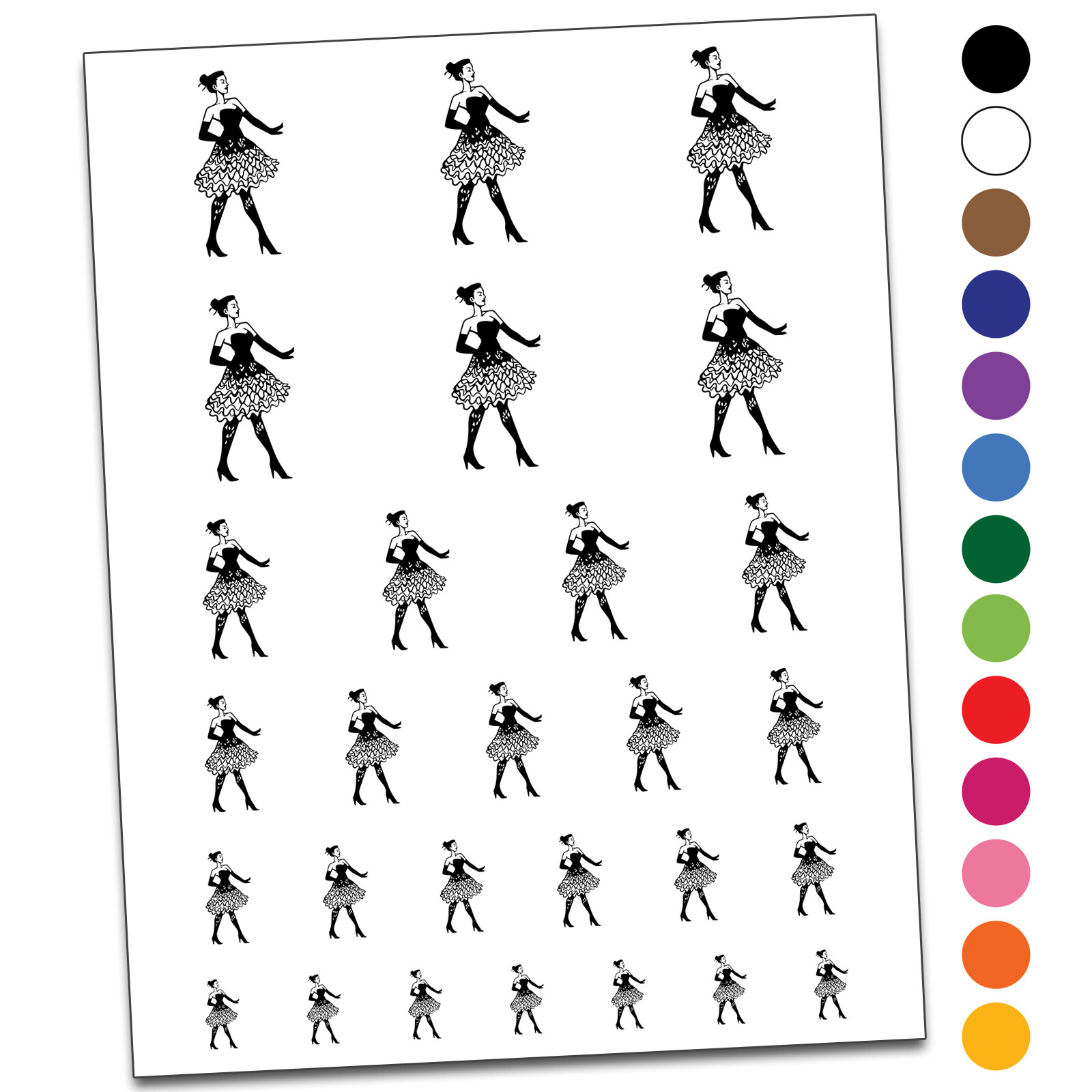 Fashion Runway Model Dress Temporary Tattoo Water Resistant Set